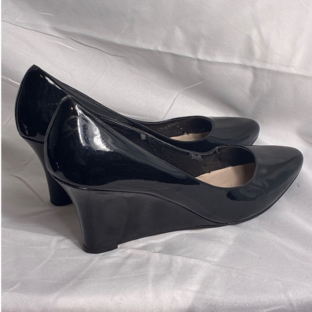 Cole Haan Grand.OS Black Patent Leather Wedge Pumps Shoes W00361 Womens 10B
